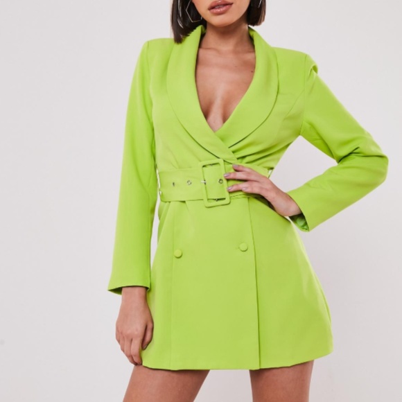 neon yellow blazer dress